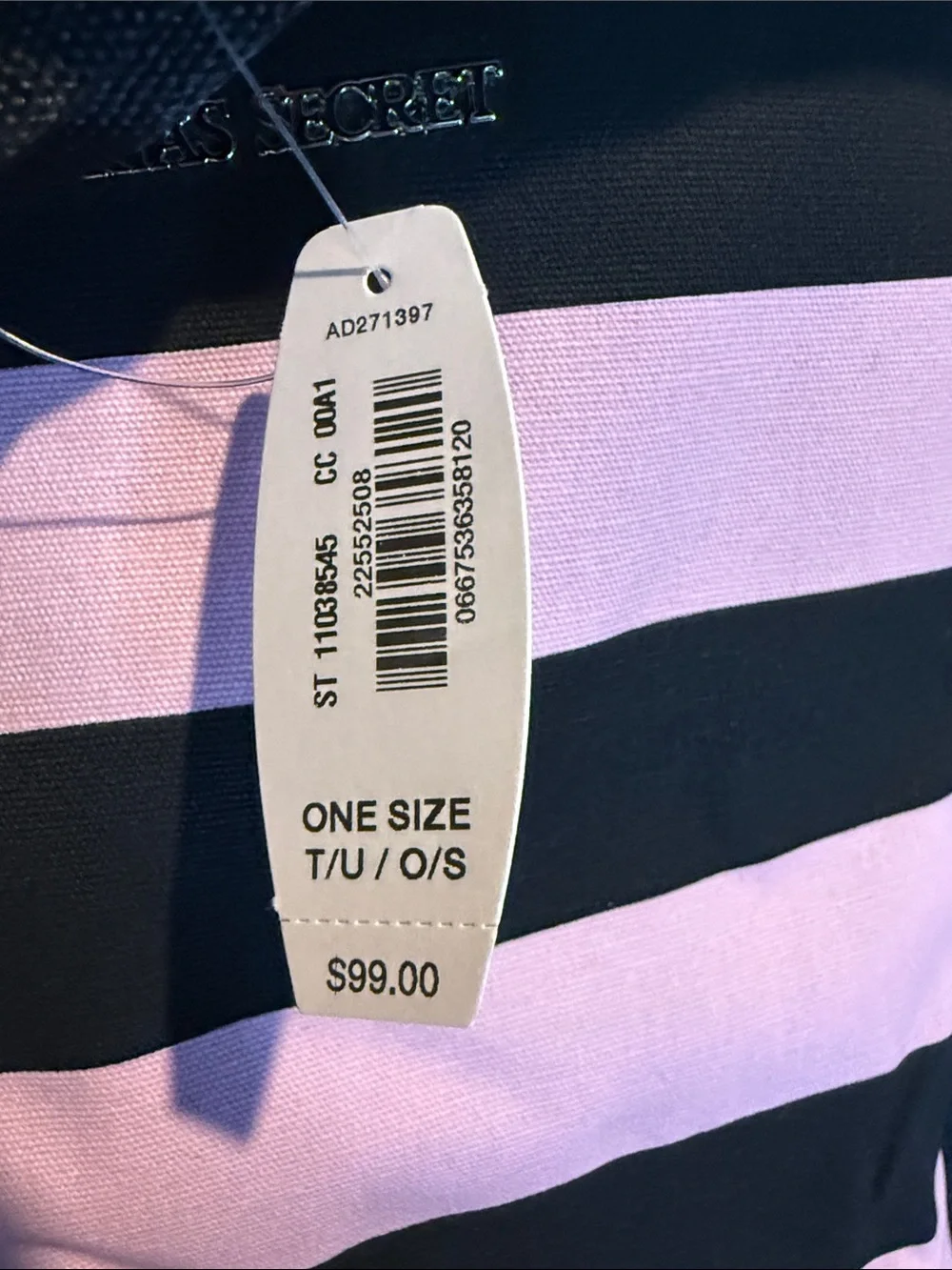 Victoria's Secret Pink and Black Striped Canvas Tote